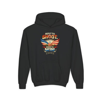Youth Hoodie - "Built to Shoot, Born to Win" USA Flag Shooting Design
