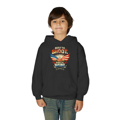 Youth Hoodie - "Built to Shoot, Born to Win" USA Flag Shooting Design