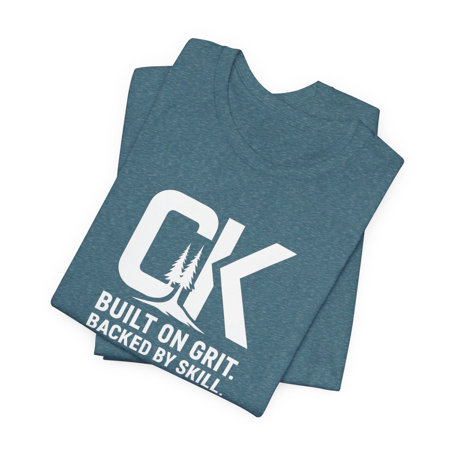 "Built on Grit" CK T-Shirt — “Built on Grit. Backed by Skill.” Motivational Tee